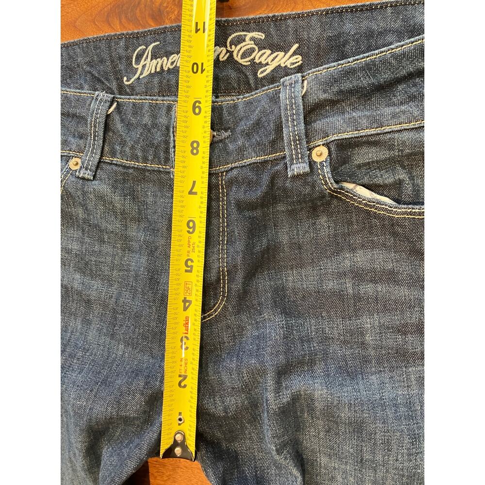 American Eagle Women’s Jeans Size 12 Dark Wash Flare Embroidered Pockets - Picture 8 of 9
